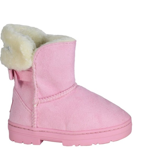 bebe kids faux fur trim boot pink New - Picture 2 of 10